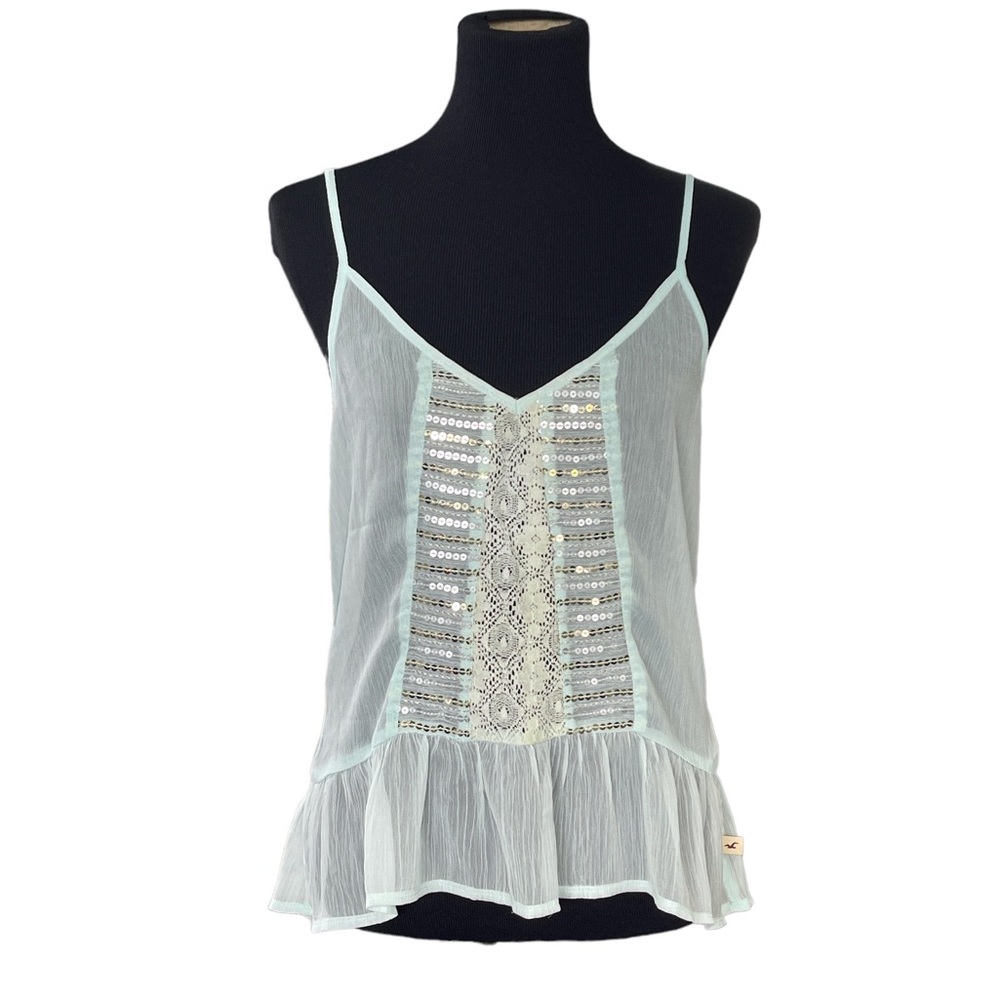 Hollister Sheer Summer Top with Sequins and Lace - New with Tags